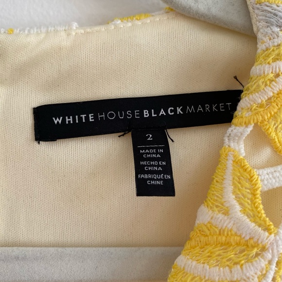 WHBM Yellow White Tonal Lace Sheath Dress - 2 - Picture 3 of 14